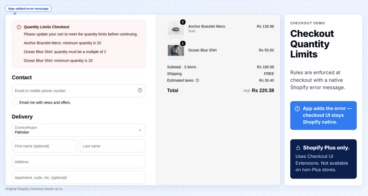 Checkout Quantity Limits